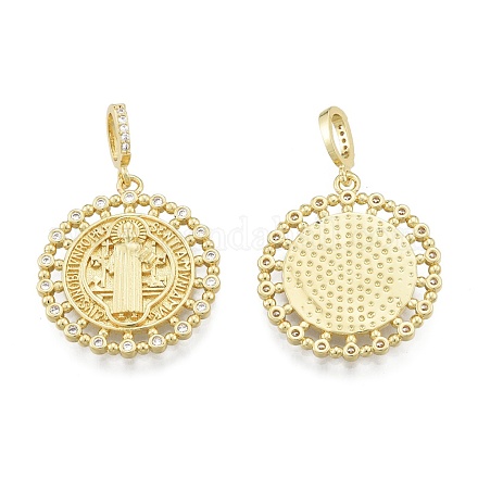 Латунные микропаве прозрачные подвески с фианитом KK-G431-23G-1