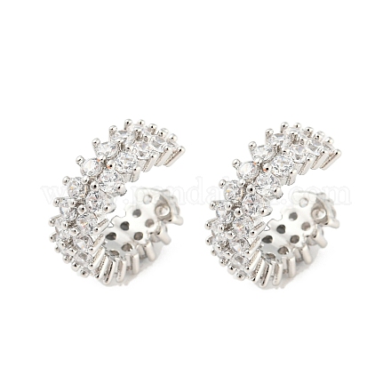 Серьги-каффы из латуни с кубическим цирконием EJEW-K245-39P-1