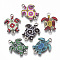 Printed Alloy Links connectors, with Enamel, Platinum, Tortoise, Mixed Color, 24x18x2mm, Hole: 1.5~1.8mm