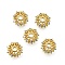 Flower Brass Micro Pave Cubic Zirconia Bead Caps, Rack Plating, Long-Lasting Plated, Lead Free & Cadmium Free, Golden, 8.5x2.5mm, Hole: 1.6mm