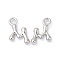 Brass Charms, Real Platinum Plated, Letter M, 12x9.5x3mm, hole: 2.5mm