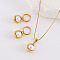 Round 304 Stainless Steel Hoop Earrings & Pendant Necklaces Sets, with Shell Pearl, Golden