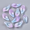Two Tone Spray Painted Glass Pendants, Petal, Plum, 22~23x11x6mm, Hole: 1.2mm