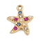 Alloy Rhinestone Pendants, Starfish Charms, with Plastic Imitation Pearls, Golden, 20x16.5x4mm, Hole: 1.8mm