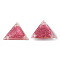 Triangle Sew on Rhinestone, Resin Rhinestone, Multi-Strand Links, AB Color, with Glitter Powder, Faceted, Garment Accessories, Hot Pink, 21x24x4.5mm, Hole: 1.2mm