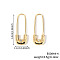 Fashionable Brass Cubic Zirconia Brooch Shape Hoop Earrings, Brooch Shape, 32x11mm