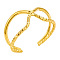 Stylish Adjustable Irregular Stainless Steel Cuff Open Rings, Real 18K Gold Plated, 10mm, Inner Diameter: 17mm