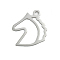 Non-Tarnish 304 Stainless Steel Pendants, Laser Cut, Stainless Steel Color, Horse, 23x24x1mm, Hole: 3mm