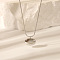 Fashion Oval 304 Stainless Steel Pendant Necklaces for Women, Stainless Steel Color, 15.75 inch(40cm)