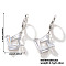 Chic Minimalist Geometric Brass Clear Cubic Zirconia Rhombus Hoop Earrings, Elegant Hollowed-Out Colorful Ear Accessories, Silver, 32x16mm