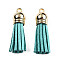 Faux Suede Tassel Pendant Decorations, with CCB Plastic Cord Ends, Dark Cyan, 35~37x10mm, Hole: 2.5~3mm