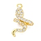 Brass Micro Pave Cubic Zirconia Charms, Cadmium Free & Nickel Free & Lead Free, Snake, Real 18K Gold Plated, 13.5x8x4.5mm, Hole: 1.2mm
