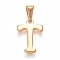 304 Stainless Steel Pendants, Golden, Initial Letter.T, 20x13.5x1.8mm, Hole: 3x7mm