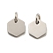 Non-Tarnish 304 Stainless Steel Charms, with Jump Ring, Laser Cut, Hexagon Charm, Stainless Steel Color, 8x8x1mm, Hole: 3mm