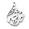 Anti-Tarnish 304 Stainless Steel Pendants, Laser Cut, Teardrop with Rune Charm, Stainless Steel Color, 25x18x1mm, Hole: 1.2mm
