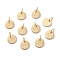 Brass Charms, Long-Lasting Plated, with Jump Rings, Flat Round with Word Love, for Valentine's Day, Real 18K Gold Plated, 8.5x1mm, Jump Ring: 5x1mm, Inner Diameter: 3mm 