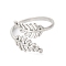 Non-Tarnish 304 Stainless Steel Leaf Open Cuff Ring for Women, Stainless Steel Color, US Size 8 1/2(18.5mm)
