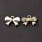 Alloy Enamel Pendants, Lead Free & Cadmium Free, Light Gold, Bowknot Charm, White, 11.5x16x4mm, Hole: 2mm