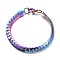 Men's 304 Stainless Steel Cuban Link Chain Bracelets, with Lobster Claw Clasps, Rainbow Color, 7-1/8 inch(18.1cm), 6.3mm