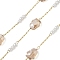 304 Stainless Steel Cable Chains, Penguin, with Glass & ABS Imitation Pearl, Ion Plating(IP), Real 18K Gold Plated, Soldered, with Spool, Camel, 8x6x4.5mm, about 32.81 Feet(10m)/Roll