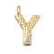 Brass Micro Pave Cubic Zirconia Pendants, Cadmium Free & Nickel Free & Lead Free, Letter Charms, Real 18K Gold Plated, Letter Y, 26.5x16.5x4mm, Hole: 5x2.5mm