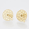 304 Stainless Steel Stud Earring Findings, with Loop, Flat Round, Golden, 16.5x15mm, Hole: 1mm, pin: 0.7mm