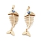 Rack Plating Alloy Enamel Big Pendants, Fish with Evil Eye Charm, Cadmium Free & Nickel Free & Lead Free, Golden, Blue, 54x20x6mm, Hole: 6.5x4mm
