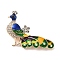 Alloy Crystal Rhinestone Brooch, Bird Enamel Pins, for Backpack Clothes, Peacock, 37x47x12.5mm, hole: 4.5x4mm