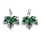 Rack Plating Brass Clear Cubic Zirconia Pendants, Long-Lasting Plated, Cadmium Free & Lead Free, with Jump Rings, Leaf, 19.5x17x3.5mm, Hole: 4mm