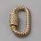 Brass Micro Pave Clear Cubic Zirconia Screw Carabiner Lock Charms, for Necklaces Making, Quick Links, Oval, Golden, 24x14.5x3~6mm