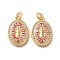 Brass Micro Pave Cubic Zirconia Pendants, Cadmium Free & Lead Free, Shell with Enamel, Jump Ring, Oval with Human, Real 18K Gold Plated, 19.5x12.5x3mm