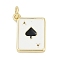 Brass Enamel Charms, with Jump Ring, Cadmium Free & Lead Free, Long-Lasting Plated, Rack Plating, Playing Card Charms, Real 18K Gold Plated, Spades, 15x12.5x2mm, Hole: 3mm
