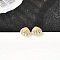 Shell Shape Brass Micro Pave Clear Cubic Zirconia Stud Earrings, Cadmium Free & Lead Free, Golden, 6x7.5mm