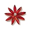 Alloy Cabochons, with Glass Rhinestone, Ligh Gold, Flower, Red, 32x5.5mm