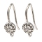 Rack Plating Brass Micro Pave Clear Cubic Zirconia Earring Hooks, Ear Wire, Long-Lasting Plated, Lead Free & Cadmium Free, Silver, 17x9.5x5.5mm, Hole: 1.2mm, Pin: 1mm