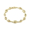 Brass Link Chain Bracelets, Colorful Cubic Zirconia Tennis Bracelet, Real 18K Gold Plated, 7-5/8 inch(19.4cm)