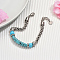 Stylish Synthetic Turquoise Beaded Bracelets, Stainless Steel Curb Chain Bracelets for Men, Tube, Inner Diameter: 8-5/8 inch(22cm)