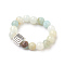 Natural Amazonite Stretch Finger Rings, with Alloy Finding, Size 10, Antique Silver, 20mm