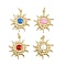 Brass Enamel Pendants, Sun Charms, with Jump Rings, Rack Plating, Real 18K Gold Plated, Lead Free & Cadmium Free, Long-Lasting Plated, Mixed Color, 23x20x3.5mm, Hole: 3.4mm