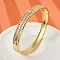 Brass Micro Pave Clear Cubic Zirconia Hinged Bangles for Women, Cadmium Free & Lead Free, Rack Plating, Long-Lasting Plated, Real 18K Gold Plated, 3/8 inch(0.85cm), Inner Diameter: 2-1/8x2-3/8 inch(5.5x6.1cm)