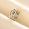 304 Stainless Steel Flower Cuff Rings, Love Design Synthetic Turquoise Open Ring for Women