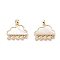 Rack Plating Brass Pendants, Cadmium Free & Nickel Free & Lead Free, with Cubic Zirconia & Shell, Long-Lasting Plated, Cloud, Real 18K Gold Plated, 11x13x1.7mm, Hole: 1mm