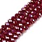 Electroplate Glass Beads Strands, Opaque Solid Color, AB Color Plated, Faceted, Rondelle, Brown, 6x5mm, Hole: 1mm, about 80~85pcs/strand, 38~40cm