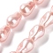 Electroplated Glass Imitation Pearl Beads Strands, Nuggets, Misty Rose, 21~22.5x14.5~15.5x13~13.5mm, Hole: 1.2mm, about 19pcs/strand, 15.94~16.34 inch(40.5~41.5cm)