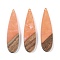 Resin & Wood Big Pendants, Teardrop Charms, Light Salmon, 52.5x14x3mm, Hole: 1.8mm