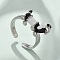 Brass Enamel Cuff Finger Rings, Cadmium Free & Lead Free, Dog, Platinum, Adjustable, 10.8x18mm