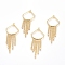 Brass Micro Pave Cubic Zirconia Links connectors, Long-Lasting Plated, Tassel, Clear, Real 18K Gold Plated, 67x25.5x2.5mm