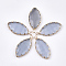 Glass Pendants, with Brass Findings, Faceted, Horse Eye, Golden, Light Steel Blue, 29x13.5x5mm, Hole: 2mm