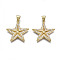 Brass Micro Pave Cubic Zirconia Pendants, Real 16K Gold Plated, Nickel free, Star, Clear, 24x23x3mm, Hole: 3x5mm