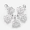 Tarnish Resistant 304 Stainless Steel Pendants, Stainless Steel Color, 15x12x1mm, Hole: 3mm